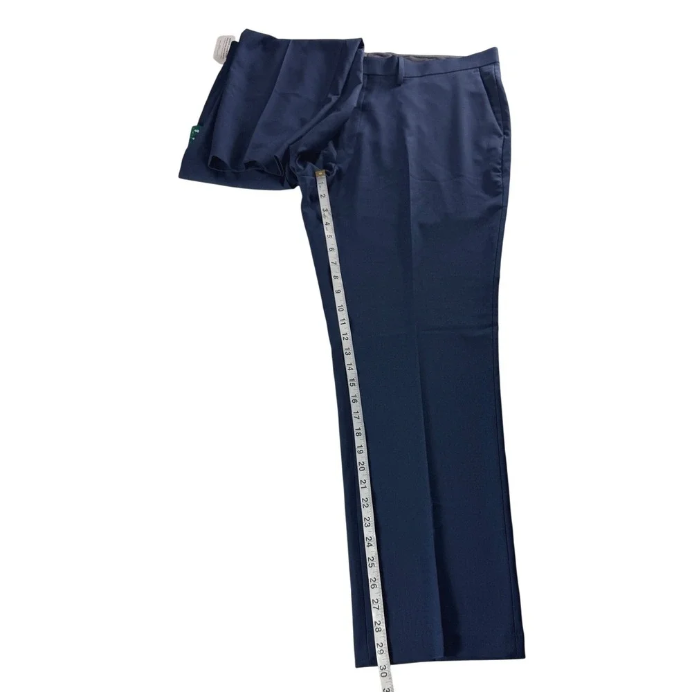 Haggar Mens Performance Comfort Straight Fit Stretch Pants Blue 40x30 NEW‎